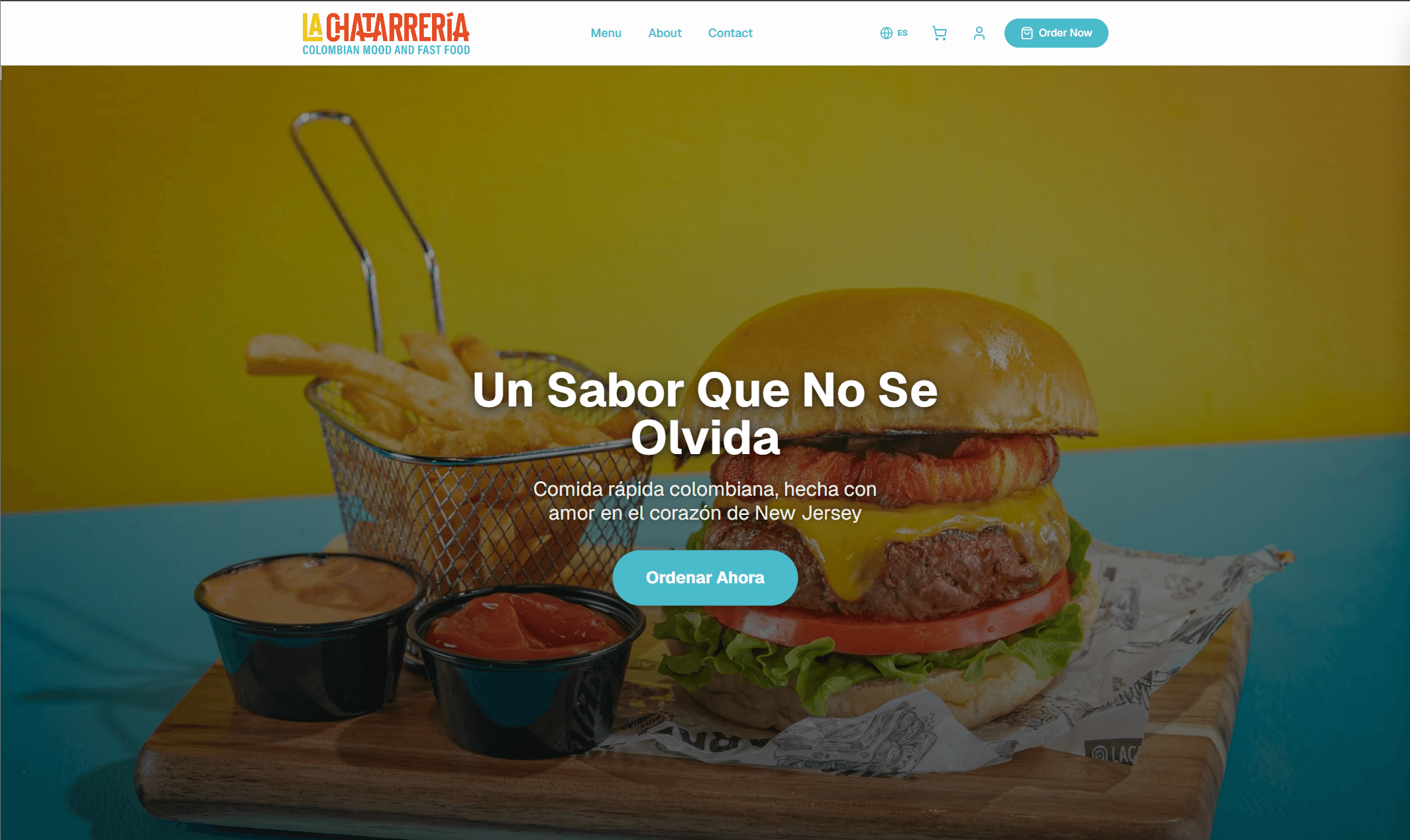 Talos branded ordering site showing a restaurant storefront with custom branding, menu categories, item photos, and a cart